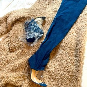 New Thigh high jeans open toe sandal/boots. Great condition never been used.